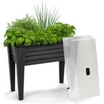 Buri Hochbeet mit Deckel Frühbeet, 78x40x84 cm, aus robustem Kunststoff in Grau, Pflanzkasten mit Gewächshaus & abnehmbaren Füßen, ideal für Garten & Balkon