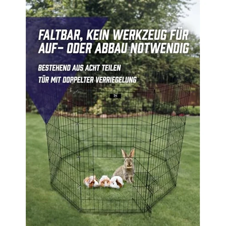 SPOCADO United Freilaufgehege - Faltbares Metallgehege in versch. Größen erhältlich - geeignet für Hunde, Kaninchen, Hamster - individuell formbar, einfacher Aufbau ohne Werkzeug (47 x 61 cm) – Bild 3