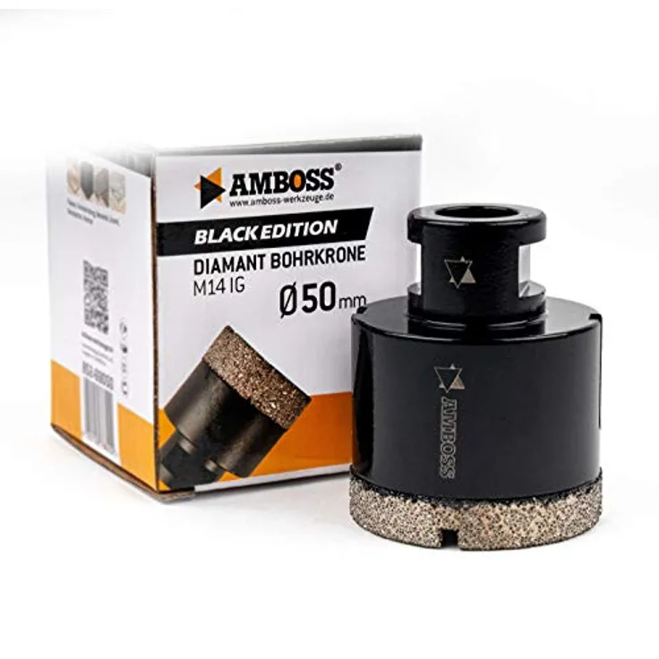 Amboss - Diamant Bohrkrone 50 mm (M14) für Winkelschleifer | Geeignet für Feinsteinzeug, harte Fliesen, Granit etc.