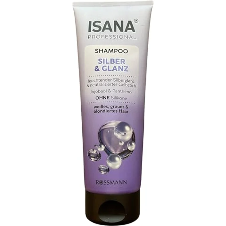 ISANA PROFESSIONAL Shampoo Silber & Glanz, neutralisiert Gelbstiche für graues und blondes Haar, mit Jojobaöl und Panthenol, 250 ml – Bild 1