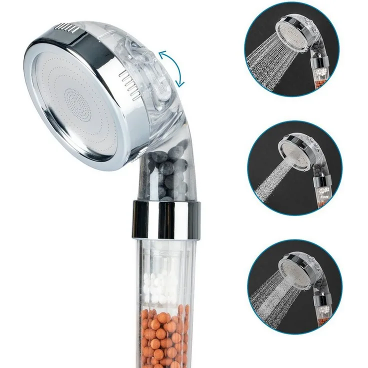 EASYmaxx Handbrause Wellnesskopf inkl. Mineralperlen, 30% Wasser sparen, Regenschauer