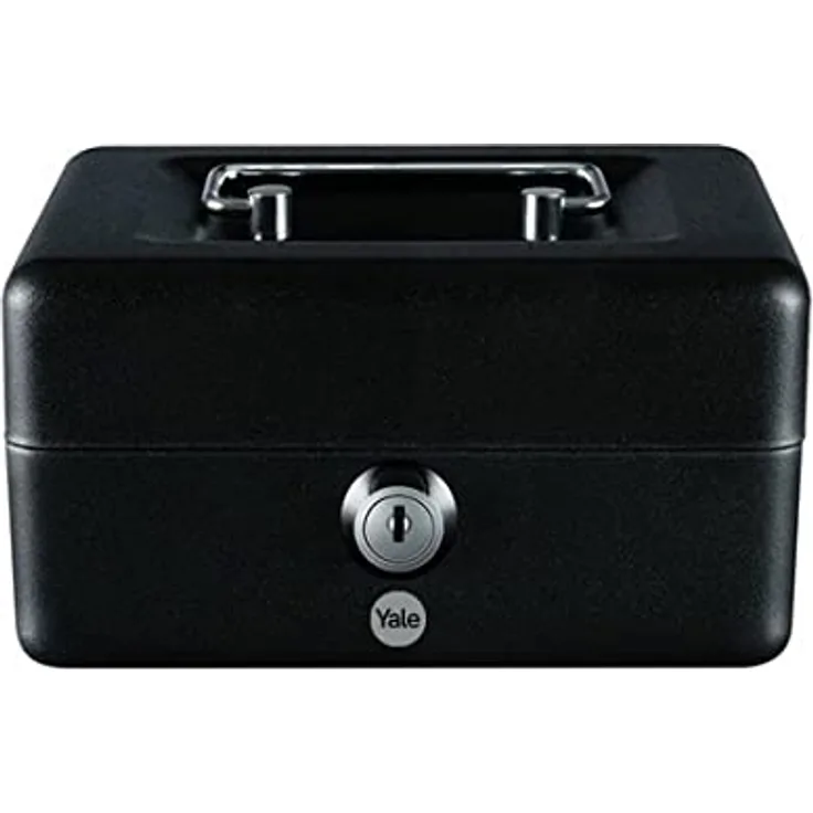 Yale YCB/090/BB2 Große Geldkassette, Mattschwarz, mit Schlüsselschloss und Tragengriff, 8 Zoll, inklusive abnehmbarem Tablett