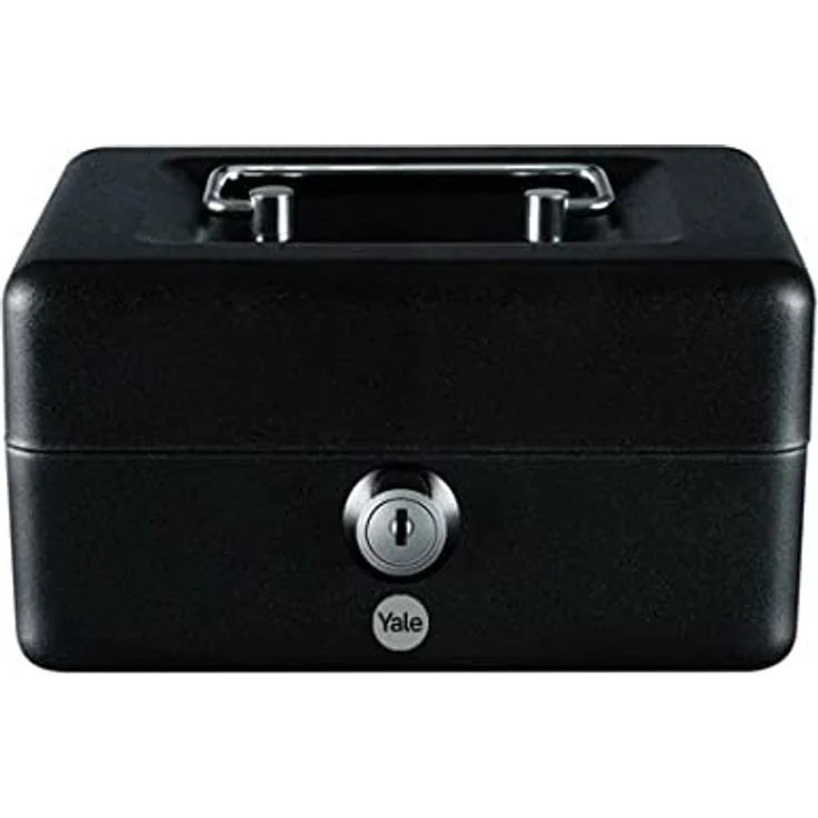 Yale YCB/090/BB2 Große Geldkassette, Mattschwarz, mit Schlüsselschloss und Tragengriff, 8 Zoll, inklusive abnehmbarem Tablett – Bild 1
