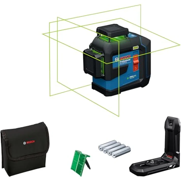 Bosch Professional GLL 80-33 G, Linienlaser mit grüner Laserlinie, Dual Power Source, IP65, 3000 mAh Akku – Bild 1