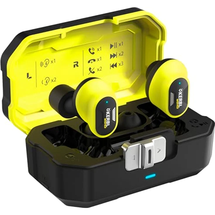 Kerbl Gehörschutzstöpsel Kerbl works Buds BT, In-Ear Kopfhörer mit Bluetooth, Geräuschunterdrückung und Awareness-Modus, 31 dB Lärmschutz, Schwarz – Bild 4