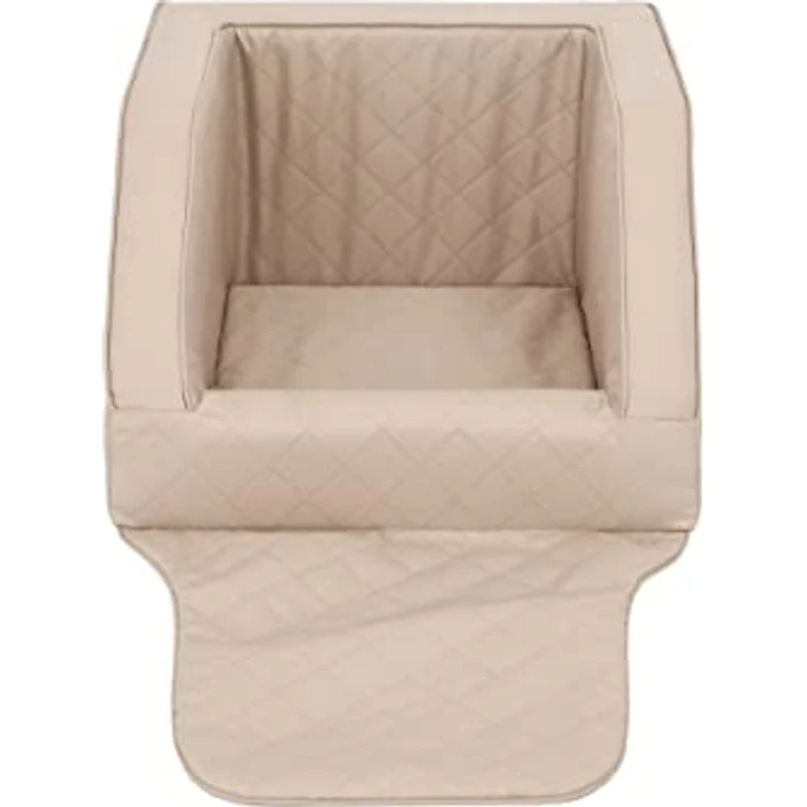 DOGGY Hundeautositz, Hundebox, Hundebett, Transportboxen, Rückbank, Hundedecke, Hundekörbchen, Katzenbett für kleine Hunde, Beige (46x46x31 cm) – Bild 3