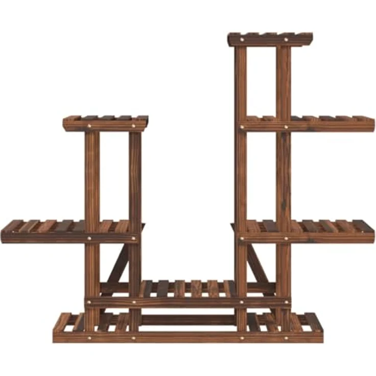 vidaXL Blumenständer Blumenständer 95x25x96 cm Massivholz Tanne (1 St), karbonisiertes Braun, robustes Tannenholz, viel Platz, breite Anwendung – Bild 5