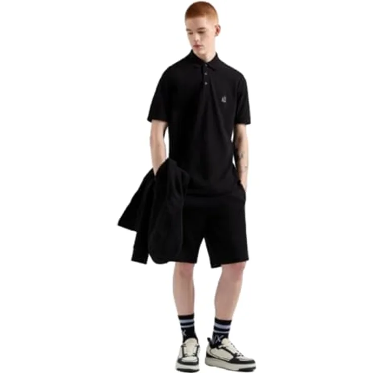 Armani Exchange Polo-Shirt für Herren, Schwarz, Größe XL, elegantes Design, pflegeleicht und vielseitig