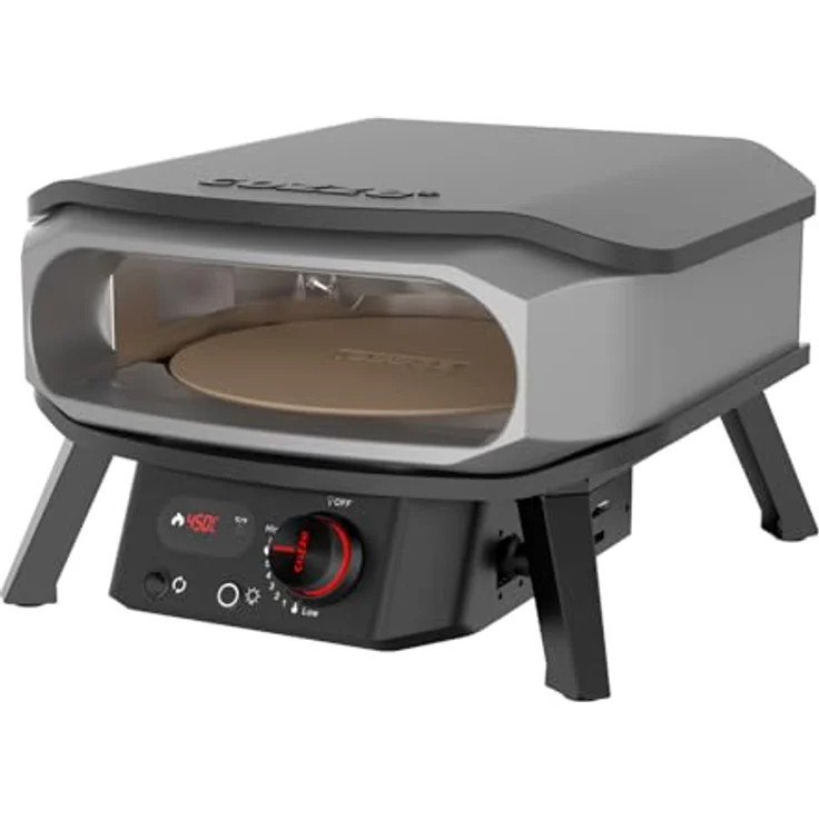 Cozze® Gas-Pizzaofen Premium Rotate 13, drehbarer Pizzastein, Backtemperatur bis 500°C, tragbar, grau/schwarz – Bild 3