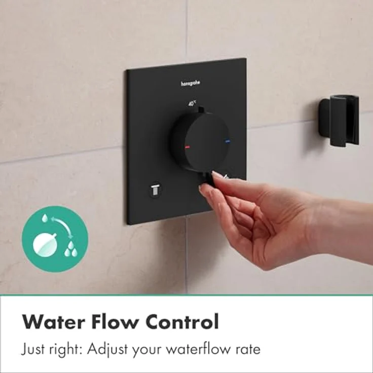 hansgrohe Ecostat Comfort E Duschthermostat Unterputz, Sicherheitsarmatur mit SafetyStop bei 40°C für 2 Verbraucher, mattschwarz, 33716670 – Bild 5