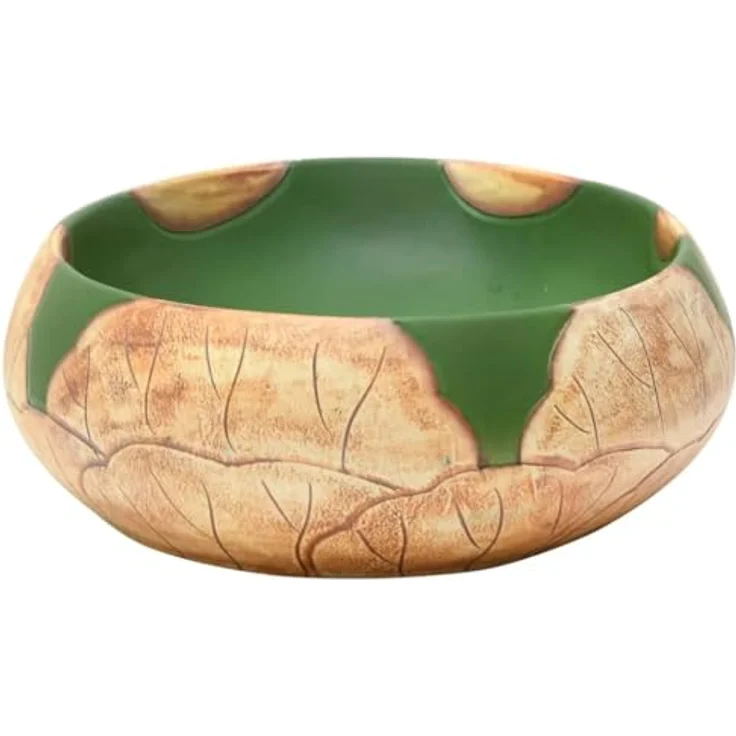 vidaXL Aufsatzwaschbecken Keramik, handgefertigt, Grün und Braun, Vintage-Stil – Bild 6