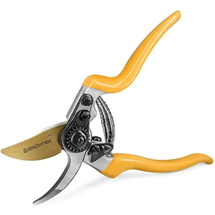 GRÜNTEK Gartenschere Premium Bypass-schere Z-25, Titan beschichtete SK5 Klinge, Rebschere Ergonomisch 215 mm, Antihaftbeschichtet – Bild 4