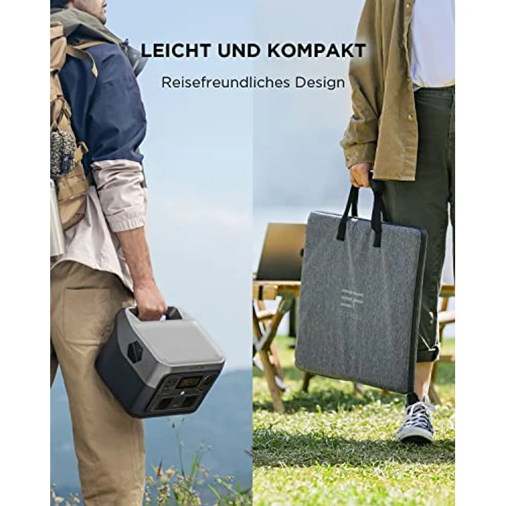 EcoFlow RIVER 2 MAX, Tragbare Powerstation mit 512Wh und 160W faltbarem Solarpanel, 1000W Leistung, ultraleicht 6kg – Bild 8