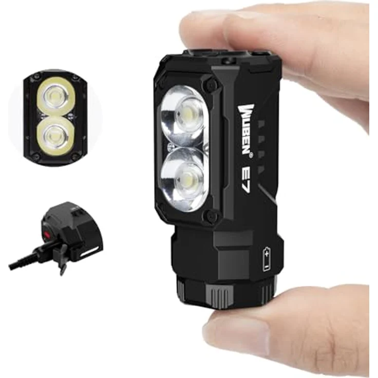 WUBEN E7 EDC-Taschenlampe, wiederaufladbar mit 1800 Lumen, 5 Modi, IPX8 wasserdicht, inkl. Magnet und Typ-C Ladekabel – Bild 1