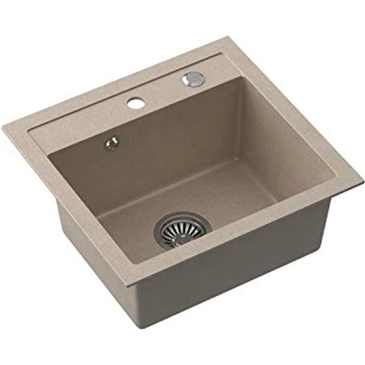 Quadron JOHNNY 110 Granit Spüle Einbauspüle 47 x 50 x 18,5 cm, Beige | Fleckenbeständig & kratzfest, inklusive Hahnloch – Bild 1
