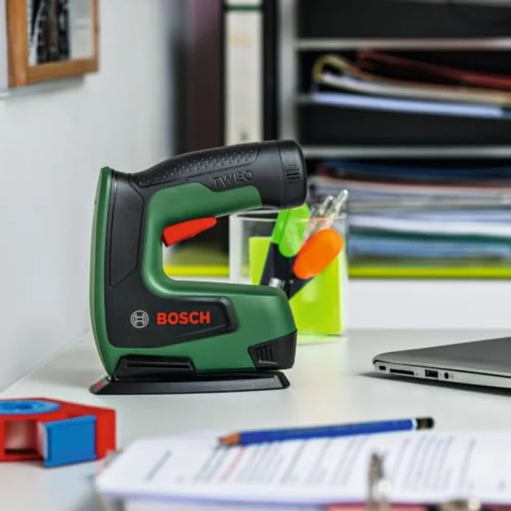Bosch Home and Garden TWEO 06039G7000 Akkutacker, kabellos, 4V Akku mit USB-Ladefunktion, mit Papierhefter-Aufsatz für bis zu 60 Blätter – Bild 2