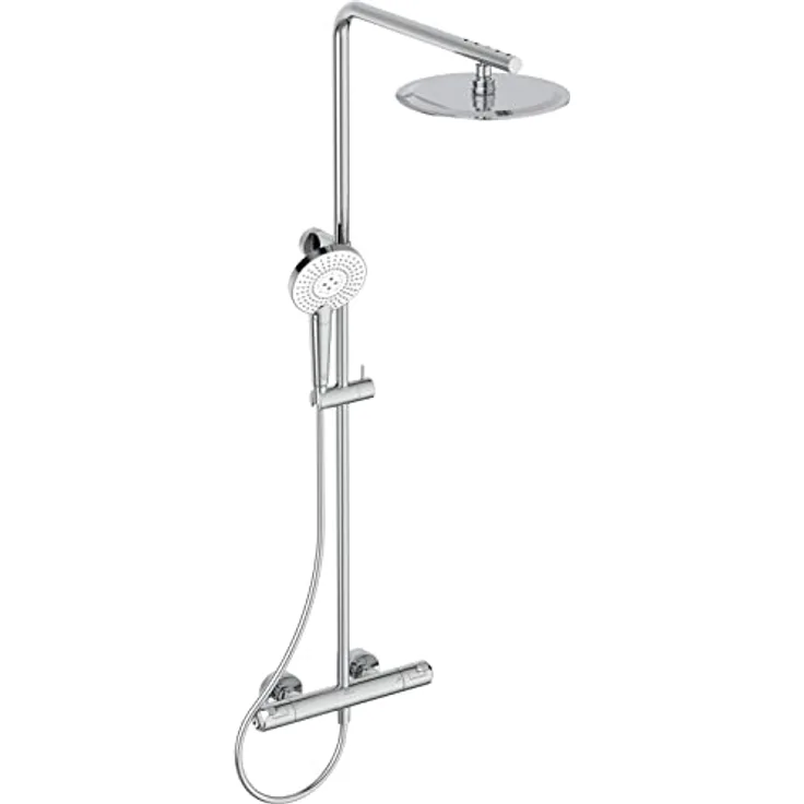 Ideal Standard A7704AA Duschsystem Ceratherm T50, Duscharamtur mit Brausethermostat, Chrom-Finish, 90 cm Höhe, 1750 mm Brauseschlauch