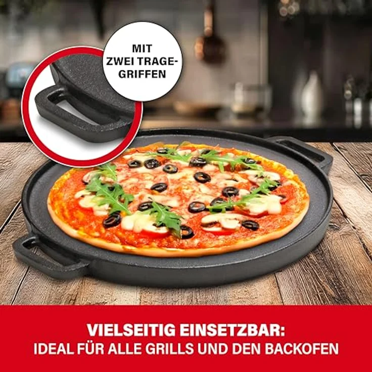 BBQ BOSS Grillplatte Induktion [2 in 1], Gusseisen Rund, Wendbar, Ø 29,5 cm für Grill und Ofen – Bild 5