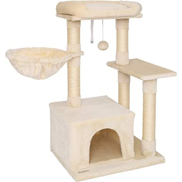 lionto Kratzbaum Kletterbaum Katzenkratzbaum Katzenbaum Höhe 85 cm, beige