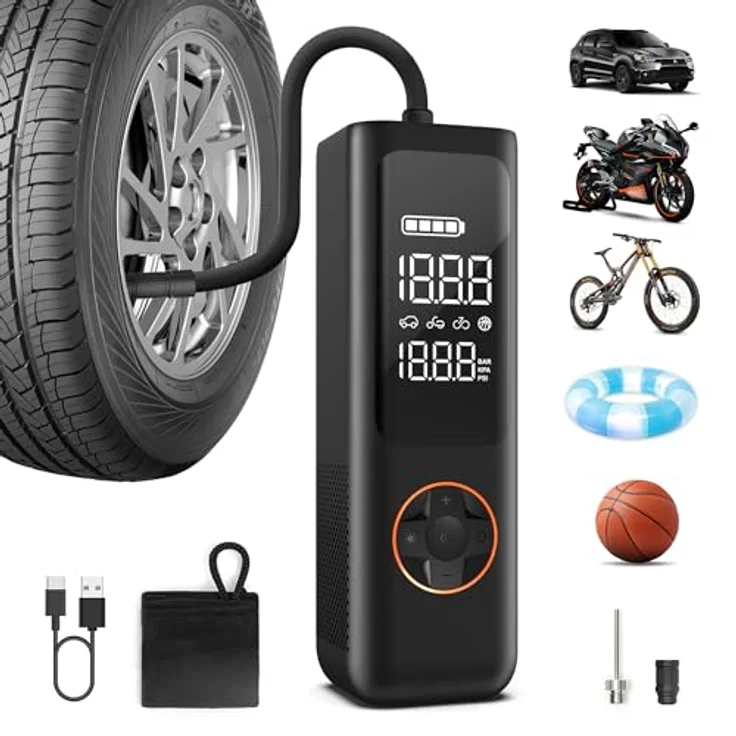 QiCYCLE P1 Vielseitiges Reifenfüller Fahrradpumpe Elektrisch 7800mAh Powerbank 150PSI AutoOff – Bild 1