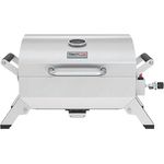 Royal Gourmet Edelstahl Tragbarer Gasgrill, Compact Tischgrill mit Zwei Griffen und Reiseschlössern, Klappbaren Beinen, 3 kW BBQ Campinggrill für Balkon, Picknick Silber