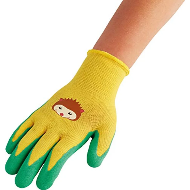 Spontex Gartenzwerg Handschuhe, Gartenhandschuhe für Kinder, ideal für das Spielen und Arbeiten im Garten, mit Nitrilbeschichtung, Igelmotiv, 1 Paar, 7-8 Jahre – Bild 4