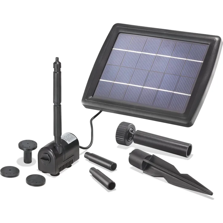 Esotec Solar Teichpumpe Springbrunnenpumpe WATERSPLASH 2/175 Komplett-SET 101010, Tauchpumpe mit Solarmodul und verschiedenen Wasserspielen, Esotec GmbH