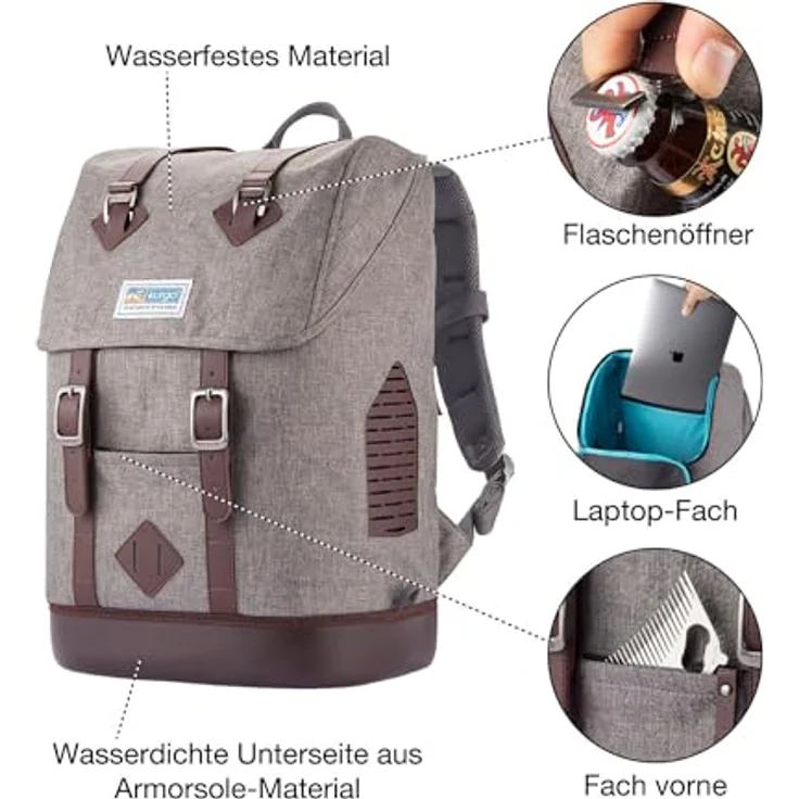 Kurgo Rucksack, Mit speziellem Hundefach, Atmungsaktives Netz und Wasserfester Boden, Für Haustiere bis 11 kg, Grau – Bild 2