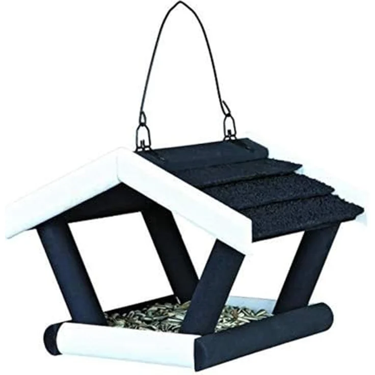 Trixie natura Vogelfutterhaus, hängend, Kiefernholz, 17 × 19 × 14 cm, schwarz-weiß – Bild 5