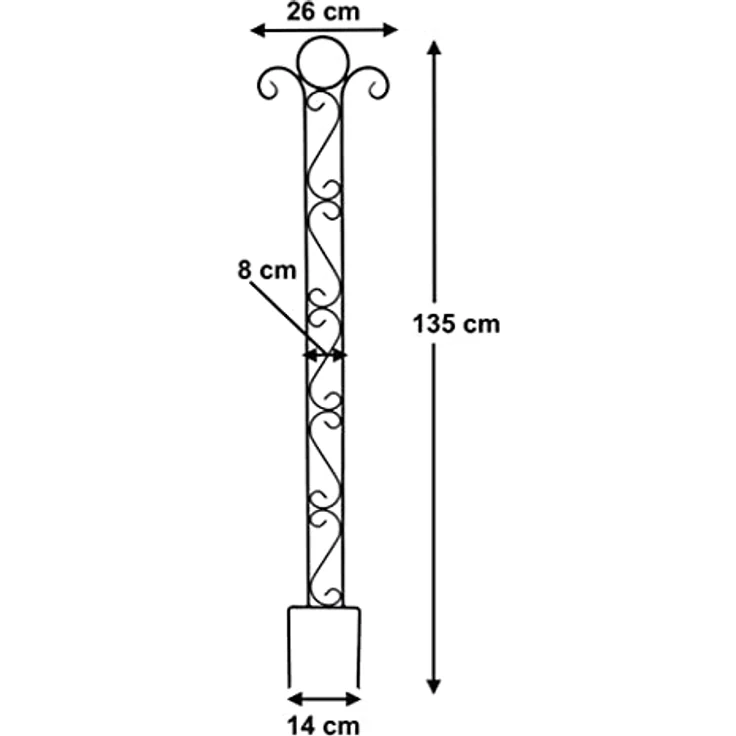 DanDiBo Rankhilfe Metall Classic Rankgitter 135 cm Kletterhilfe Bodenstecker Schwarz, Schmiedeeisen Gartenstecker Eisengitter Rankgerüst – Bild 2