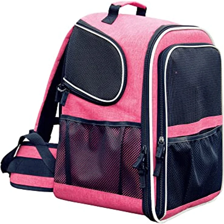 Nobby Rucksack Extend pink 32 x 28 x 41 cm - ausklappbare Seitenteile, für Hunde/Katzen bis ca. 10 kg, mit Utensilienfächern und Reflektorstreifen – Bild 1
