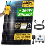 EPP.Solar® 880W Balkonkraftwerk 800W komplett Steckdose - Bifaziale Glas/Glas Solarmodule - Upgradebarer DEYE Wechselrichter 800W