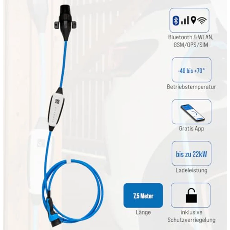 NRGkick Elektroauto Ladestation KfW Max 7.5m GSM/GPS/SIM Schutzverriegelung, Wandsteckd32A (Typ 2, 22 kW, 32 A, Typ 2) – Bild 2