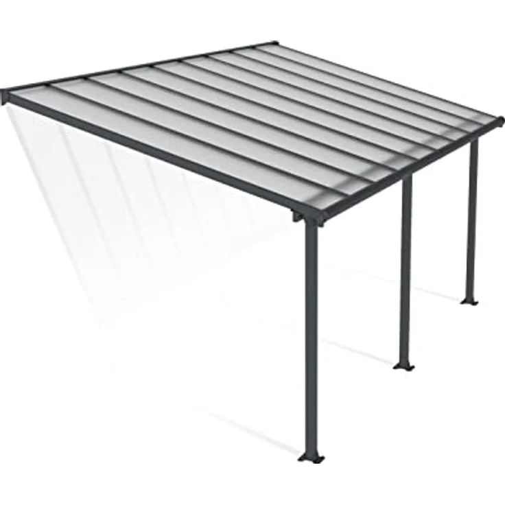 Palram Canopia Olympia Terrassenüberdachung 3X5 - Gestell aus Alumiuium & 16 mm Polycarbonat - Terrassendach Für den Ganzjährigen Gebrauch Geeignet, Grau, 546 x 295 x 305 cm, 546x295x305 cm – Bild 1