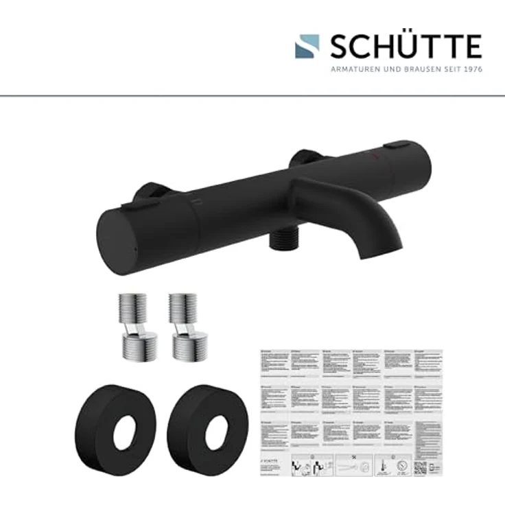 Schütte Thermostat Wannenfüllarmatur Los Angeles, Schwarz Matt, mit Eco-Stopp-Funktion und Sicherheitssperre bei 38°C – Bild 5