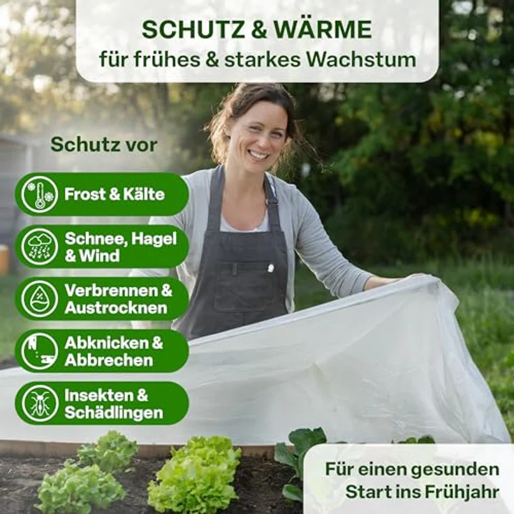 TTL GARDEN Frühbeetvlies 17g/m², 100m², 2m x 50m, weiß - Atmungsaktives Frostschutzvlies für Hochbeete und Beete, UV-beständig und reißfest, Schutz vor Frost und Schädlingen – Bild 4