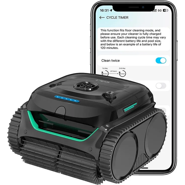 Wybot C2 Vision, Kabelloser Poolroboter mit 3592 GPH Saugkraft, 180 Min Laufzeit, Doppelfiltersystem, App-Steuerung, IPX8 für Pools bis 180 m²