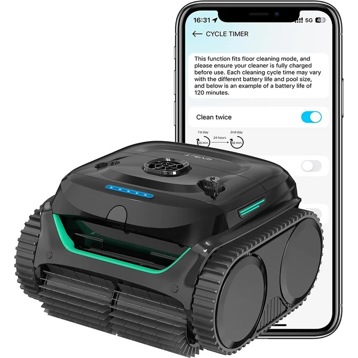 Wybot C2 Vision, Kabelloser Poolroboter mit 3592 GPH Saugkraft, 180 Min Laufzeit, Doppelfiltersystem, App-Steuerung, IPX8 für Pools bis 180 m²