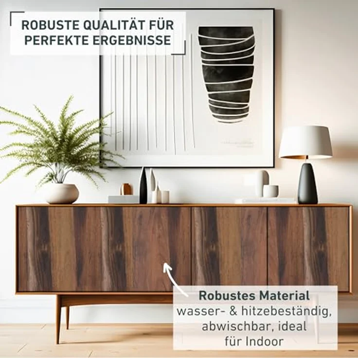 Venilia Eiche Rustikal Klebefolie Dekofolie Möbelfolie Tapeten selbstklebende Folie, PVC, Natur-Holzoptik braun, 45cm x 3m, Stärke: 0,095 mm, 53155, 45 x 300 cm - Preisvergleich – Bild 4