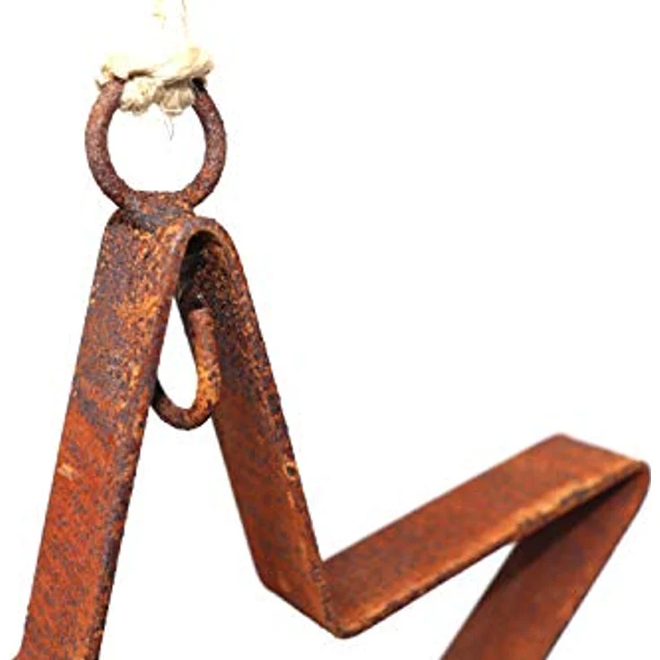 Hirsch Terracotta Futterstern Meisenknödelhalter zu Hängen aus Metall in Edelrost, Futterspender Vogel, Deko Stern – Bild 2