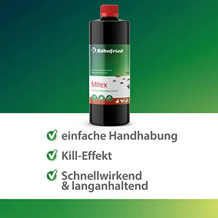 Röhnfried Mitex 1000 ml I Insektenschutz mit Langzeitwirkung I wirkt gegen rote Vogelmilbe, Milben, Ameisen, Flöhe etc. I hochwirksamer Parasitenschutz – Bild 3