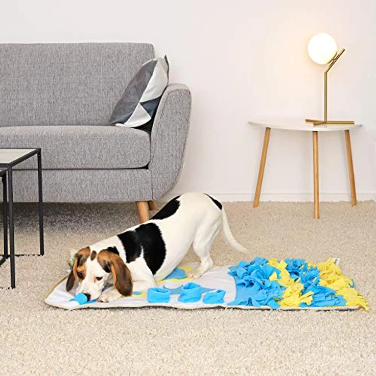 dibea Schnüffelteppich für Hunde Suchteppich Trainingsmatte, (L) 100x60 cm gelb-blau – Bild 3