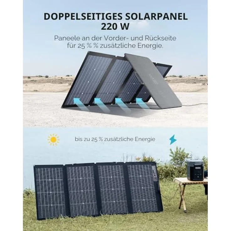 EF ECOFLOW DELTA 2 tragbare Powerstation mit 220W Solar Panel, 1.024Wh Kapazität und Schnellladung als Solargenerator – Bild 5