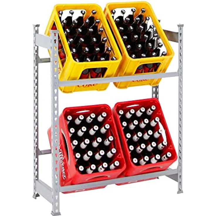 PROREGAL Getränkekistenregal Camel, für 4 Kästen, 2 Ebenen, Traglast 100 kg pro Fachboden, HxBxT 100x80x30 cm, Grau, made in EU – Bild 1