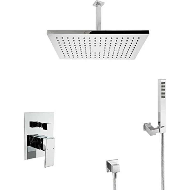 PaulGurkes Regendusche Unterputz Dusch Set eckig mit Deckenarm Luxusdusche Tropendusche Regenwalddusche Kopfbrause Regenbrause Duschtempel – Bild 1
