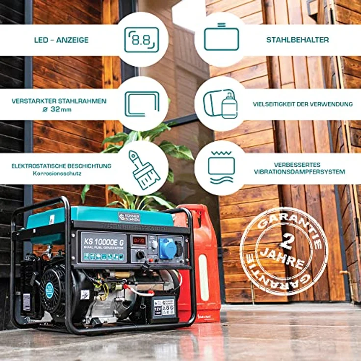 Könner & Söhnen - KS 10000E G Hybrid Stromerzeuger 8000 Watt, DUAL FUEL Benzin-LPG, E-Start, 1x16A (230V), 1x32A (230V), 12V, Automatischer – Bild 6
