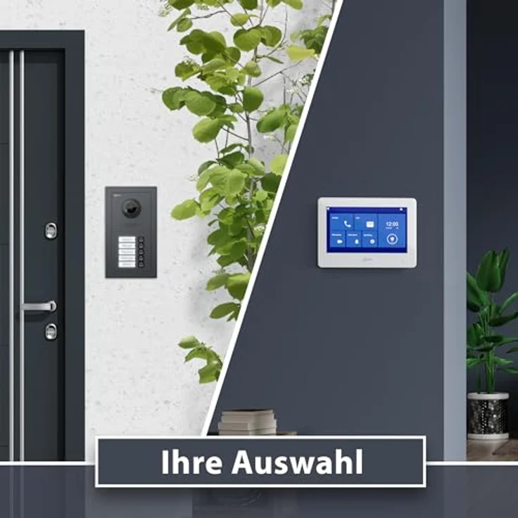 Goliath Intercom Basic-Line Video-Türsprechanlage, 7-Zoll HD Monitor, 2-Draht Technologie, App-fähig, Weiß/Schwarz, 5-Familienhaus – Bild 5