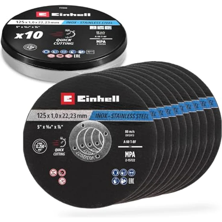 Einhell Trennscheiben Metall, 10-tlg., Ø 125 mm, MPA-zertifiziert für präzises und schnelles Trennen – Bild 1