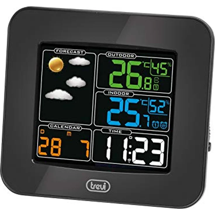 Trevi Wetterstation ME3165RC, Wetterstation mit externem Sensor, multifunktional in Schwarz – Bild 1