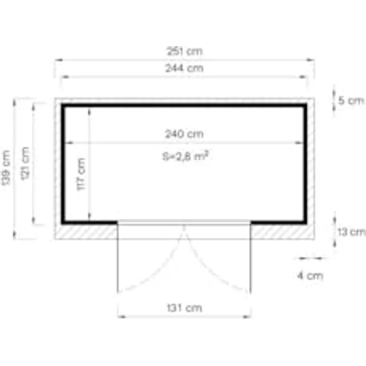 BERTILO Gartenhaus Alster 2, BxT: 252x137 cm, Elementbauweise, Pultdach, naturbelassen – Bild 7